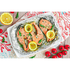 Стейк кижуча в маринаде 